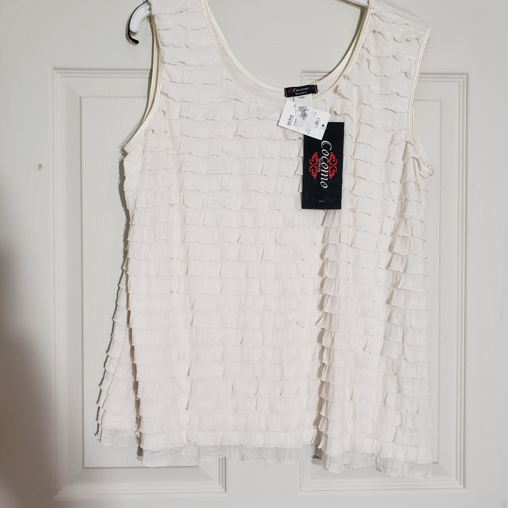 Cocomo Woman white shimmy ruffle top